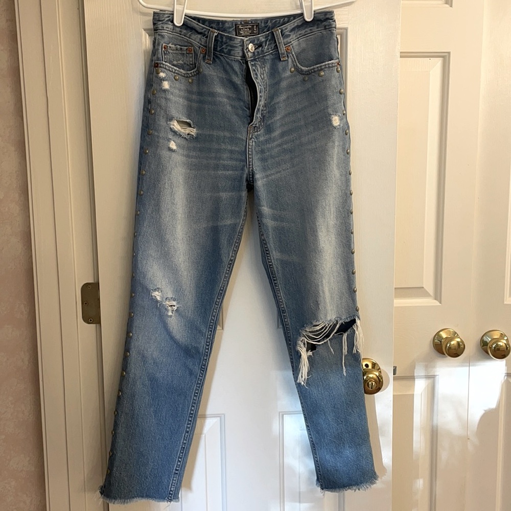 Studded High-Rise Girlfriend Jeans